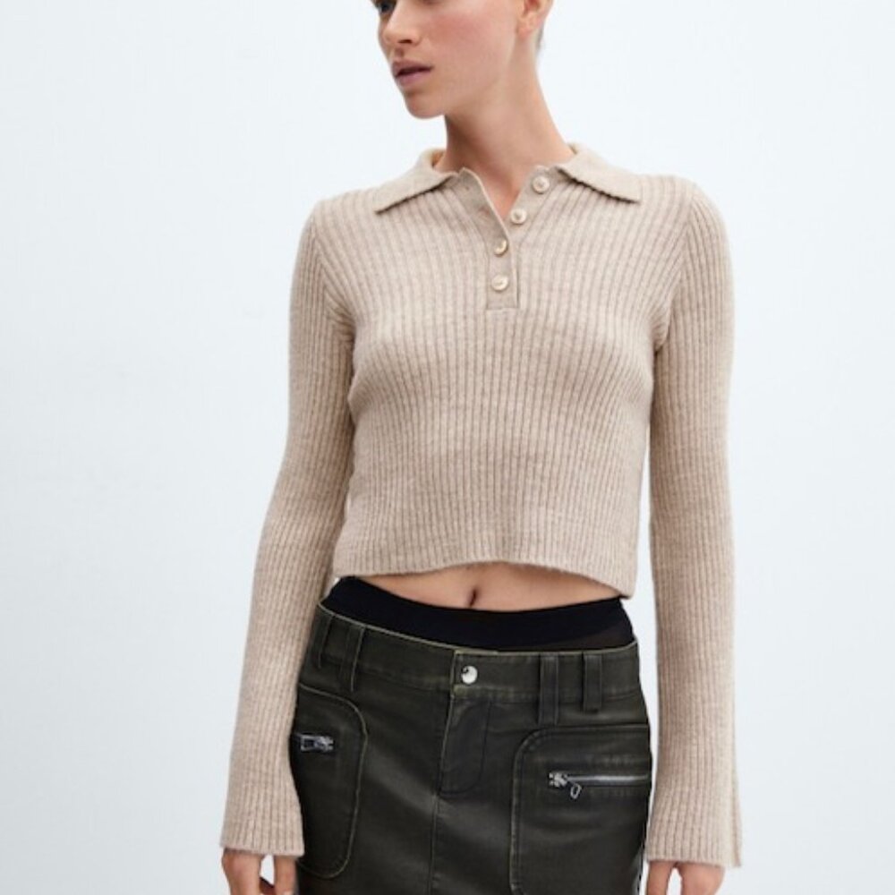 MANGO Polo-neck sweater with flared sleeves Hannah  L